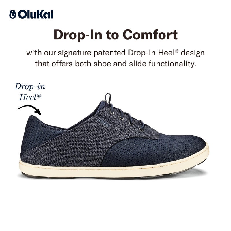 OLUKAI Nohea Moku Men's No Tie Boat Shoes, Breathable & Quick Dry Mesh, Effortless Design & Barefoot Wearability, All-Day Comfort & Support, Night/Night, 12 - Image 2
